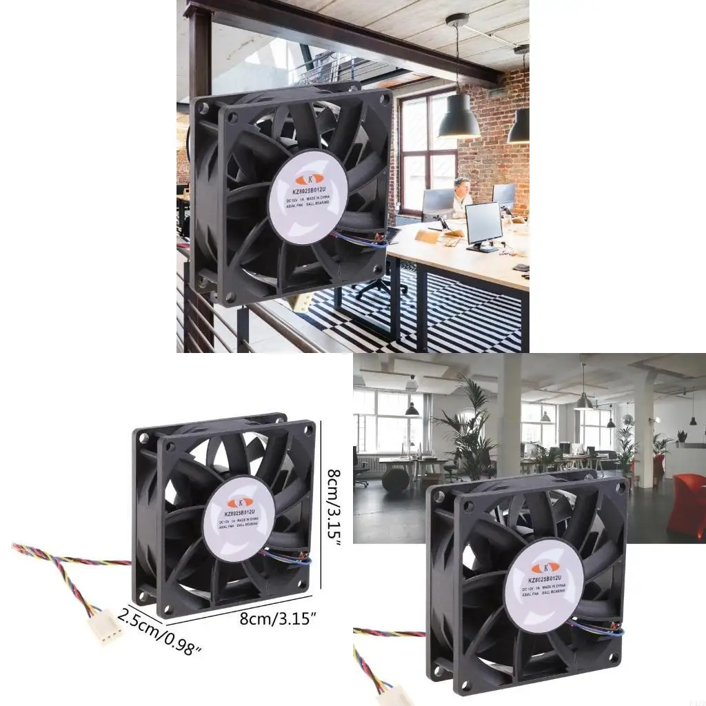 

F42D бесщеточный KZ8025B012U, 80 мм, постоянный ток, 12 В, 1,00 А, охлаждающий вентилятор, 80x80x25 мм, 4-p шарикоподшипник,