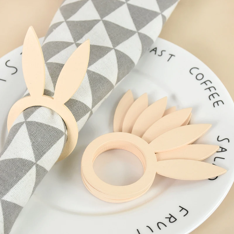 10pcs Easter Bunny Ears Napkin Ring Easter Rabbit Napkin Holder Happy Easter Home Table Decoration Birthday Dinner Banquet Decor