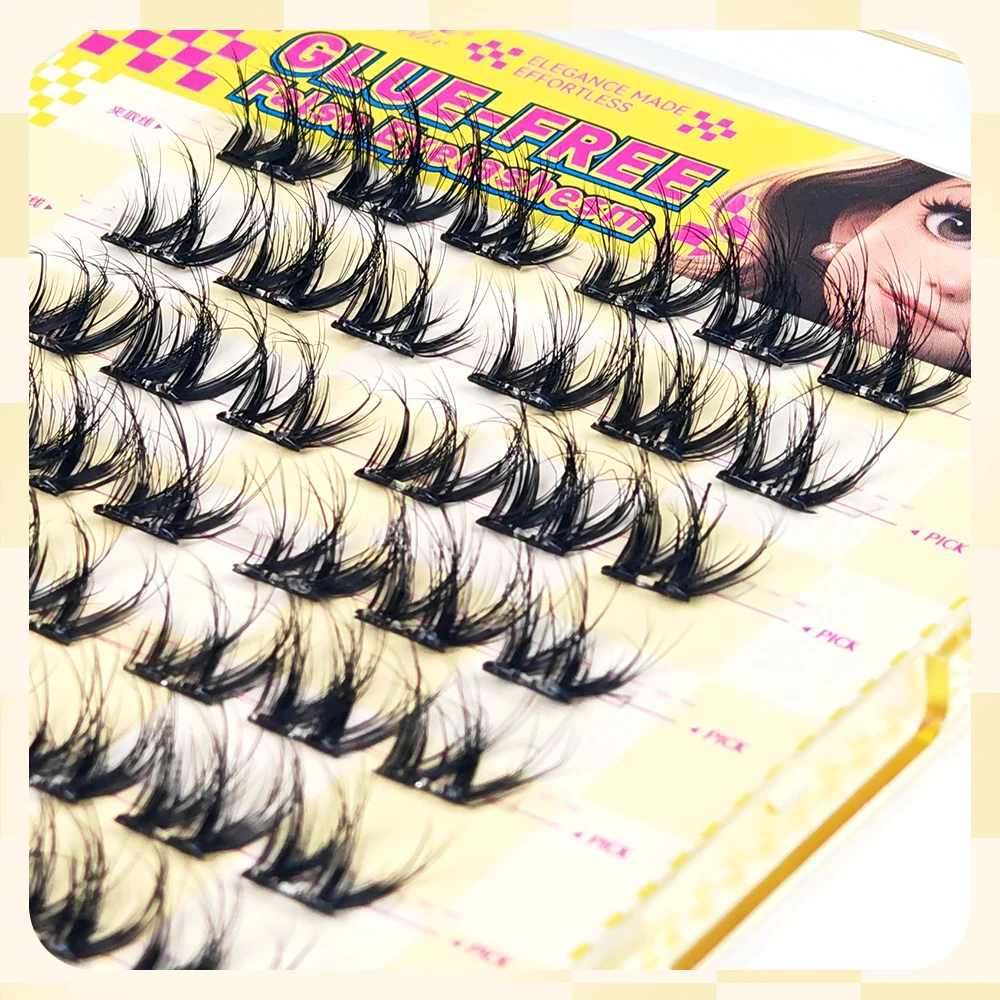 Yelix Samoprzylepne Rzęsy Bez Kleju 10 Pasków Rzęs w Kępkach Rzęsy Pojedyncze Miękkie Naturalne Puszyste Gęste Segmentowe Rzęsy