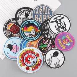 Round Cartoon Popular Animal DIY Embroidered Accessories Badge Cloth Sticker Patches for Clothing Sewing Iron on Bag Phone Shell