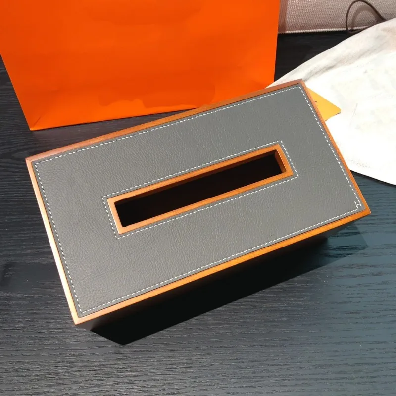 Natürliches Mahagoni-Massivholz der H-Serie, glattes Kalbsleder, raffinierte Taschentuchbox mit starkem Magnetdeckel, luxuriöser Home-Preferred-Artikel