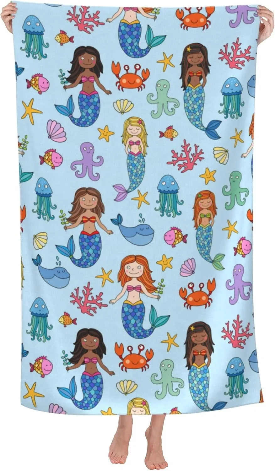 Cute Mermaid pattern Beach Towel for Family stuffs friend Gifts Quick-Dry For Bath Yoga Tourism Beach GYM Camping Swimming towel