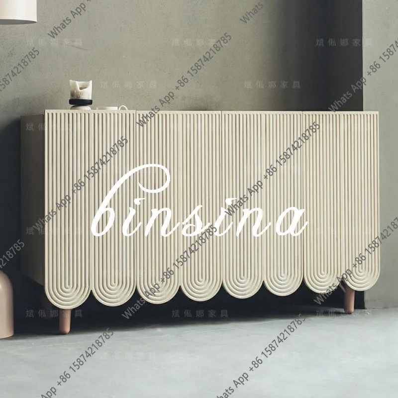 

Solid wood locker/neoclassical multi-functional cabinet/beige chest/living room locker designer