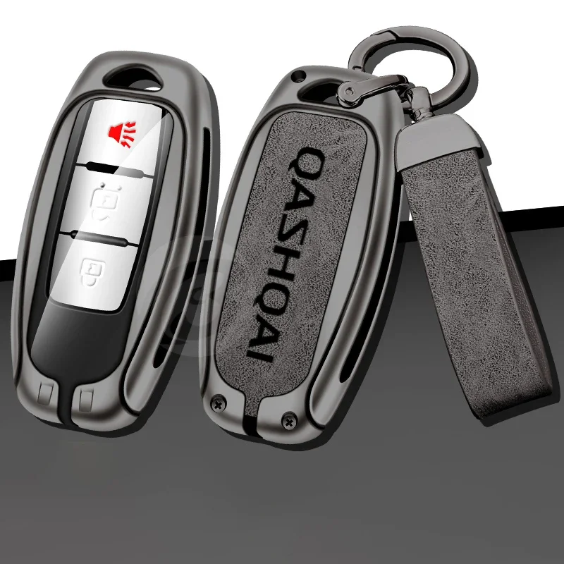 Zinc Alloy Leather Car Key Case for Nissan Qashqai j10 j11 Key Cover Custom Logo Protection Shell Keychain Keyless Accessories