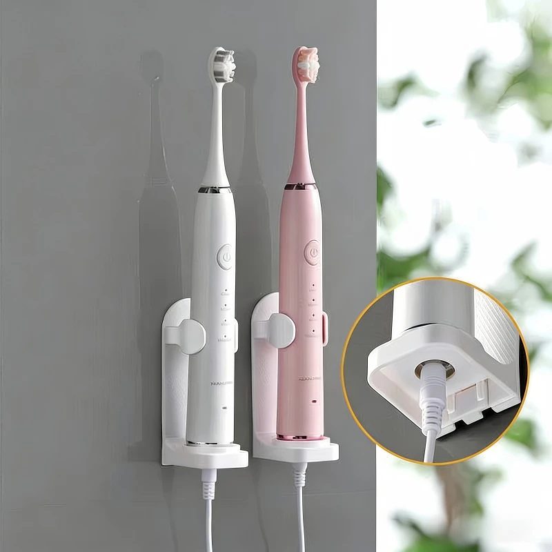 Adjustable Silicone Electric Toothbrush Holder, Non-Slip Wall Mount Toothbrush Base Rack, Fits 99% Electric Toothbrush Models