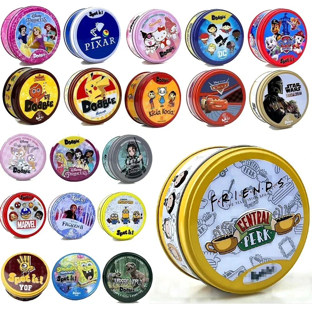 58Styles Dobble Cards Spot It Game Toy with Metal Box Red Sports Animals Jr Hip Kids Board Game Gift Holidays Camping