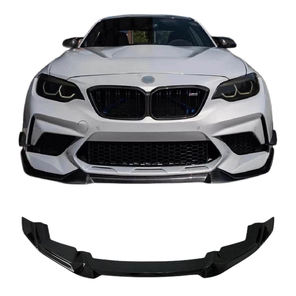 CS Style Carbon Fiber Front Bumper Lip 2 Series F22 F87 M2 M2C 2012+   Body Kit