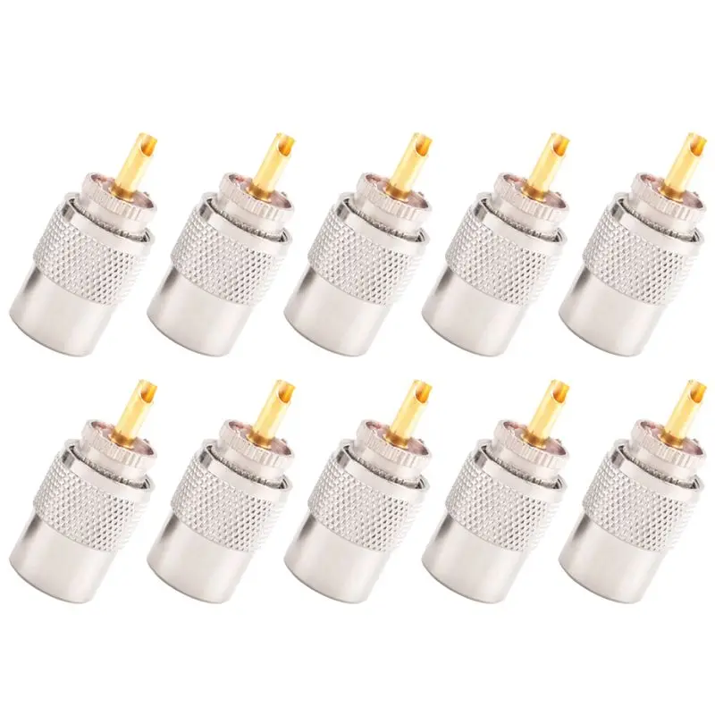 10PCS RF Connector UHF Male Connector RG8 RG58 Cable Lug Antenna Connector PL259-New