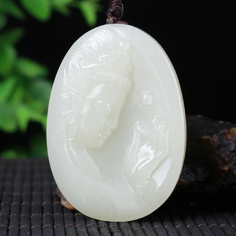 

Natural Afghan Guanyin Head Jade Pendant Men's and Women's Versatile Send Mom