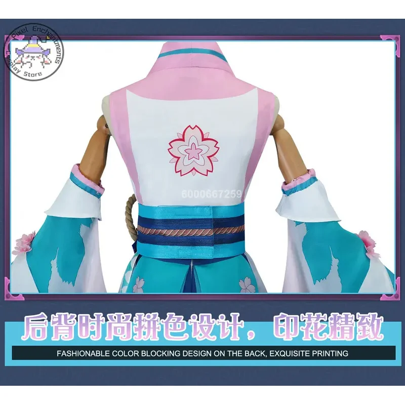 أزياء أنيمي الملونة للمسرح الافتراضي المعبود التأثيرية فستان كيمونو وردي مجموعة كاملة للنساء لحفلات الهالوين لعب الأدوار الهزلية مع