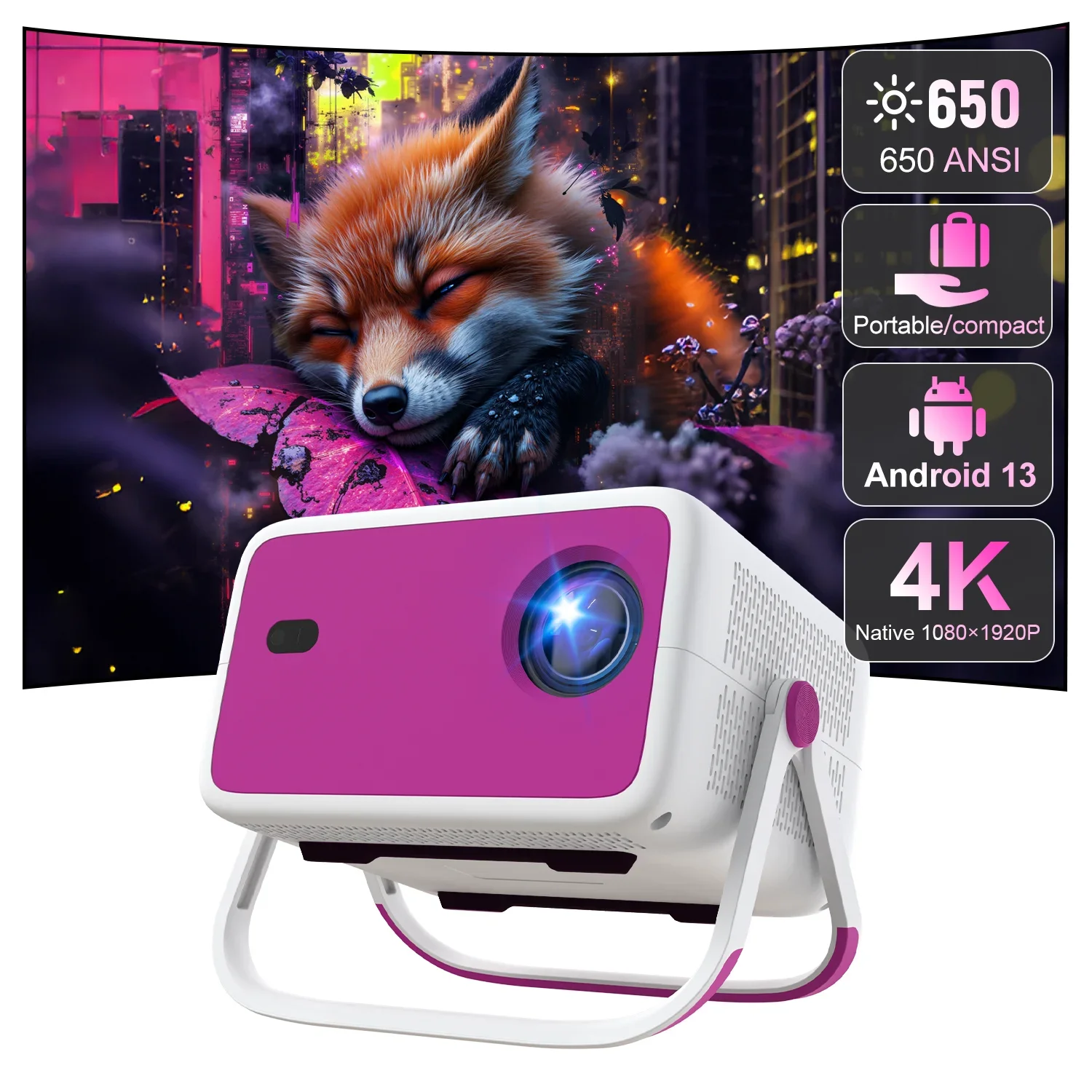 

TP350 Netflix Certification Projector 4K Android 13 Native Wifi6 BT5.2 1080P 650ANSI Portable Projector Auto Keystone Correction