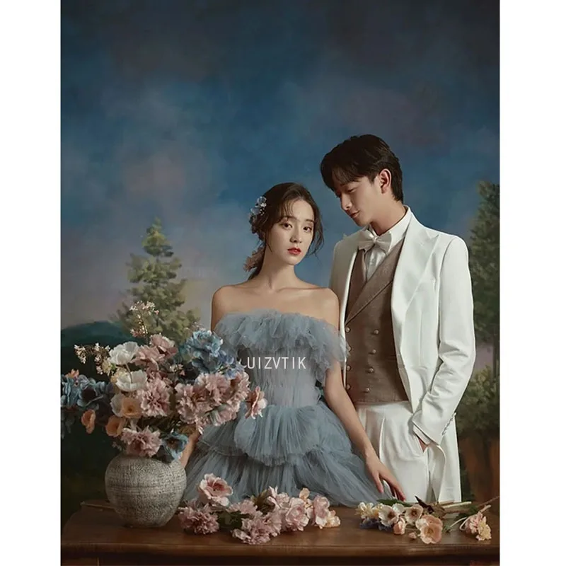 Элегантное многослойное свадебное платье для выпускного вечера без бретелек с открытой спиной, плиссированное платье с сеткой для фотографий, платья для женщин 프롬 드레스 по индивидуальному заказу