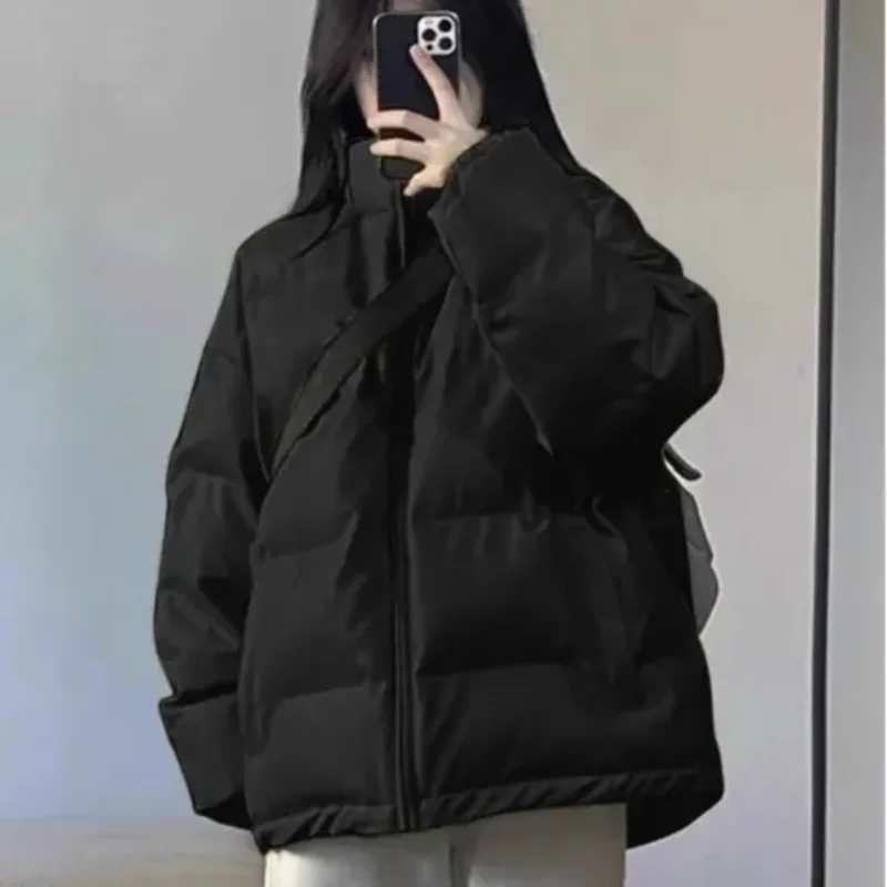 

Американская ретро популярная однотонная хлопковая куртка для девочек, осенне-зимняя милая хлопковая теплая хлопковая куртка на клипсе для девочек, плотное пальто