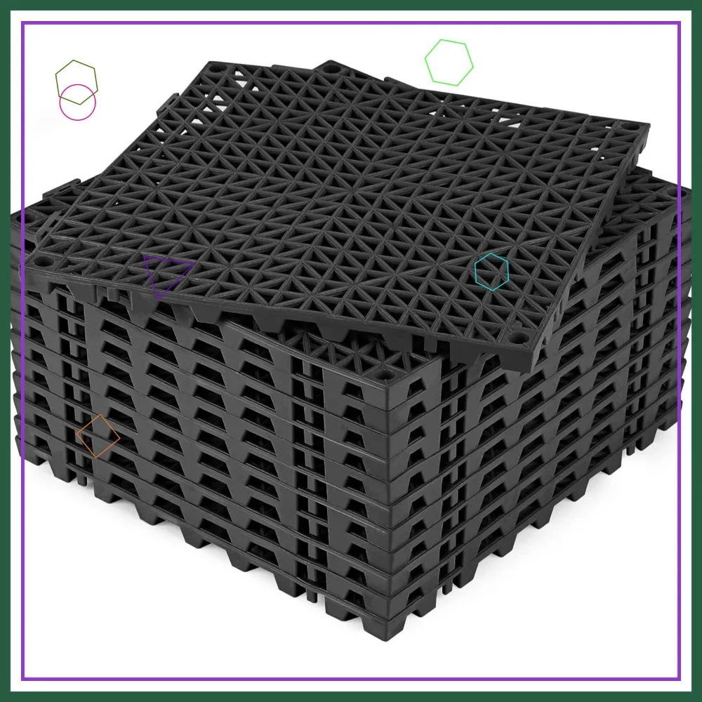 

Модульные соединяющиеся коврики-подушки 12P, 11,8 x 11,8 дюймов, нескользящие, с дренажем, для террасы, душа, кухни, бассейна