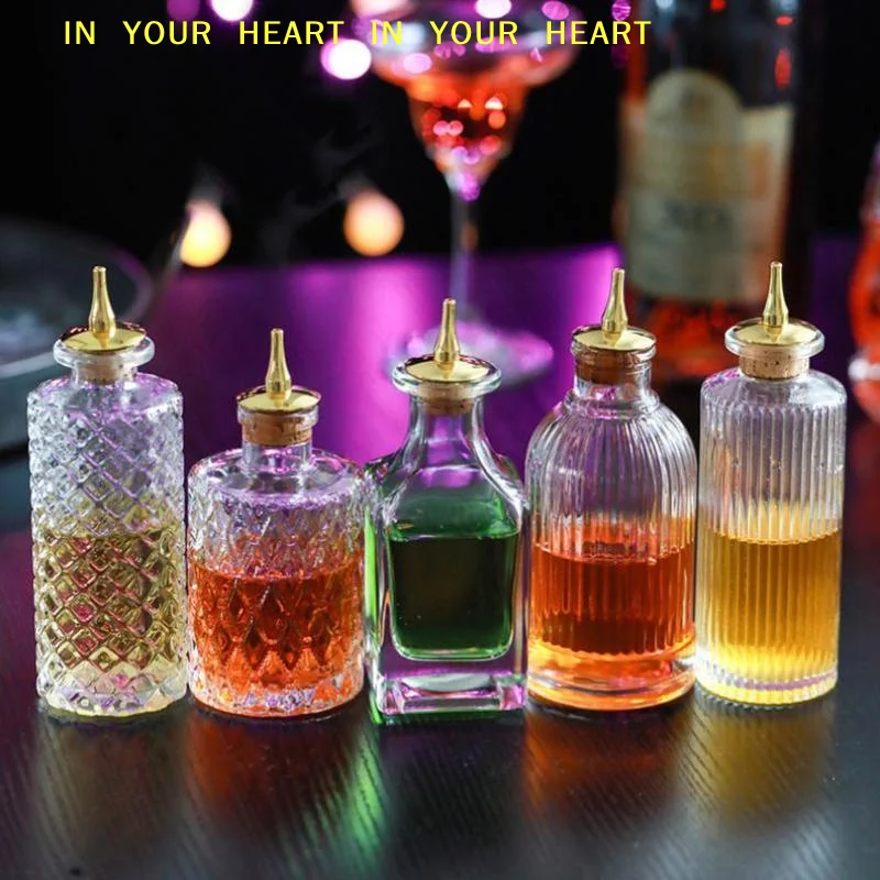 【X】Vintage Style Cocktail Bitters Bottle with Dasher Top Professional Bar Accessory for DIY Drink Mixing Bartender Gifts