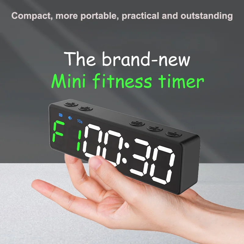 Mini temporizador portátil para gimnasio, reloj de cuenta atrás/arriba con parte trasera magnética, USB, despertador de Fitness, entrenamiento deportivo, temporizador de intervalo para Crossfit