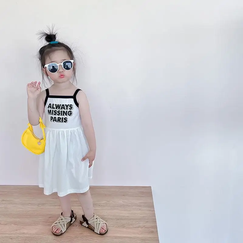 2026 Summer Girls Casual Cute Print Suspender Dress