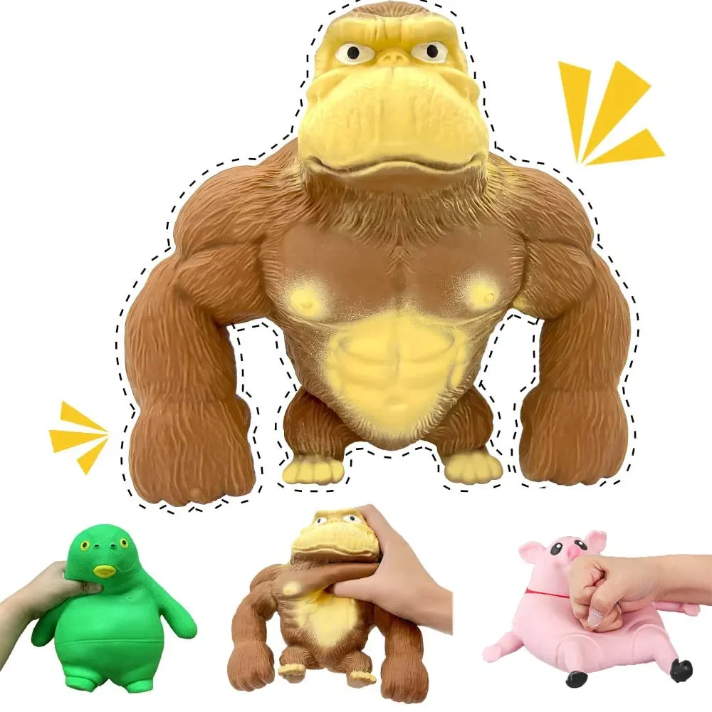 Squeeze Gorilla Toy para crianças e adultos, Brinquedo engraçado do macaco, Brinquedos de estresse sensorial, Rubber Stretch, Fidget Gift