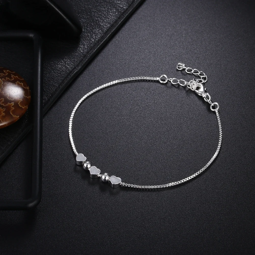 

Hot High Quality Jewelry New 925 Sterling Silver Fine Heart Box Chain Bracelets For Women Fashion Wedding Party Christmas Gifts