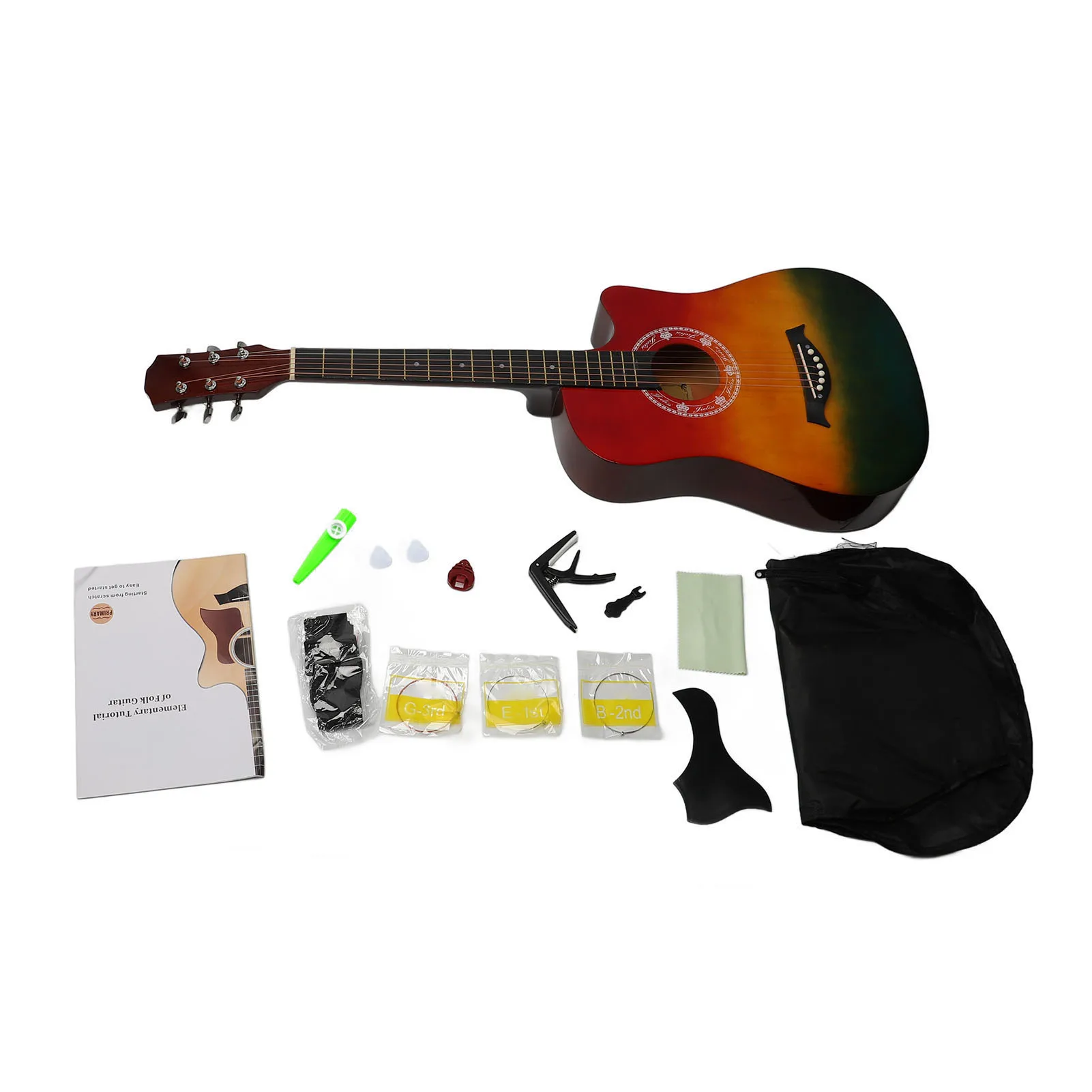 

38 Inch Acoustic Guitar Starter Kit 6 Strings Wooden Guitar for Beginner Practice Band Performance Acoustic Guitar Practice Kit