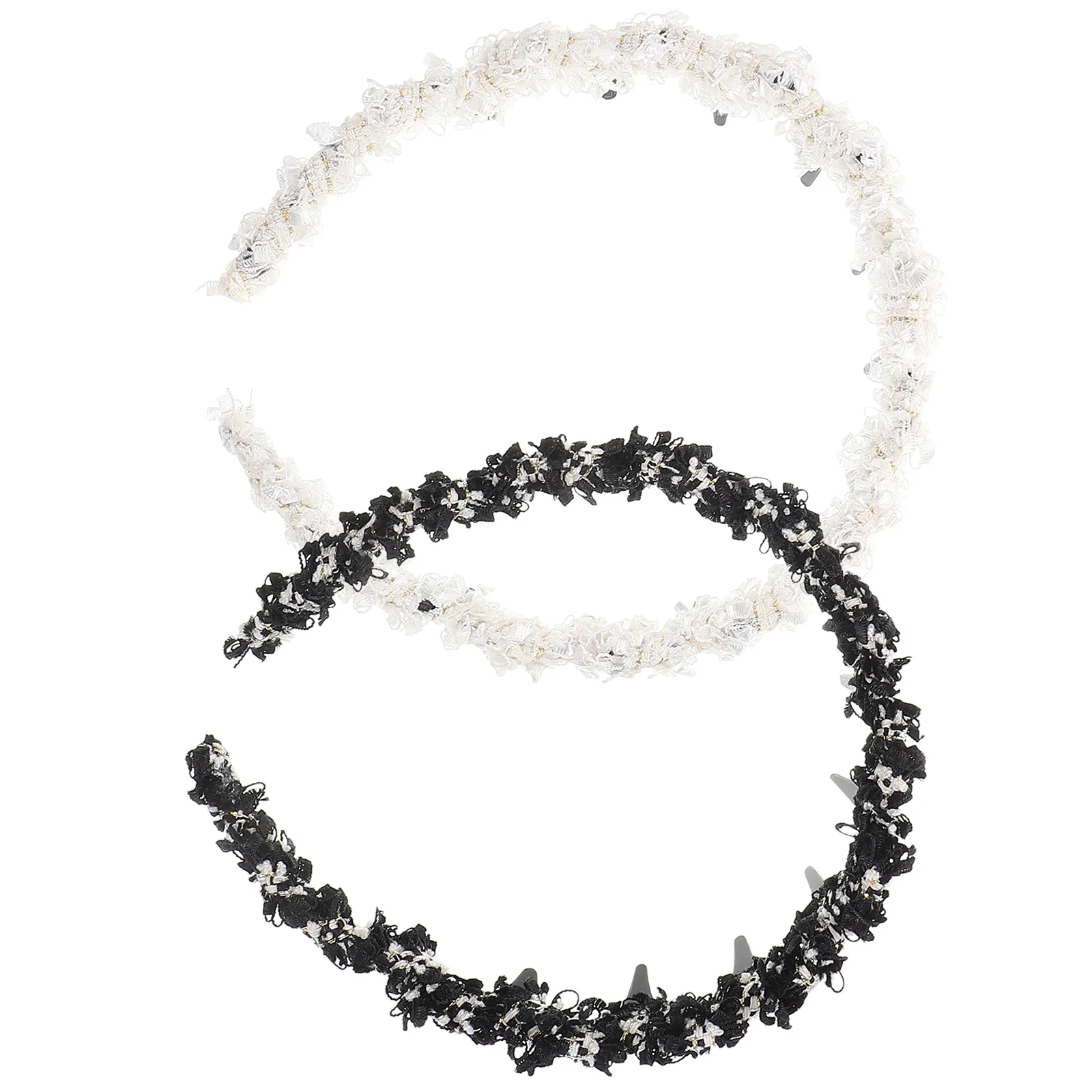 

2Pcs Elegant Woven Headband for Women Anti Slip Hair Accessory Winter Braided Hair Hoop Height Boosting Design Spa Face Washing
