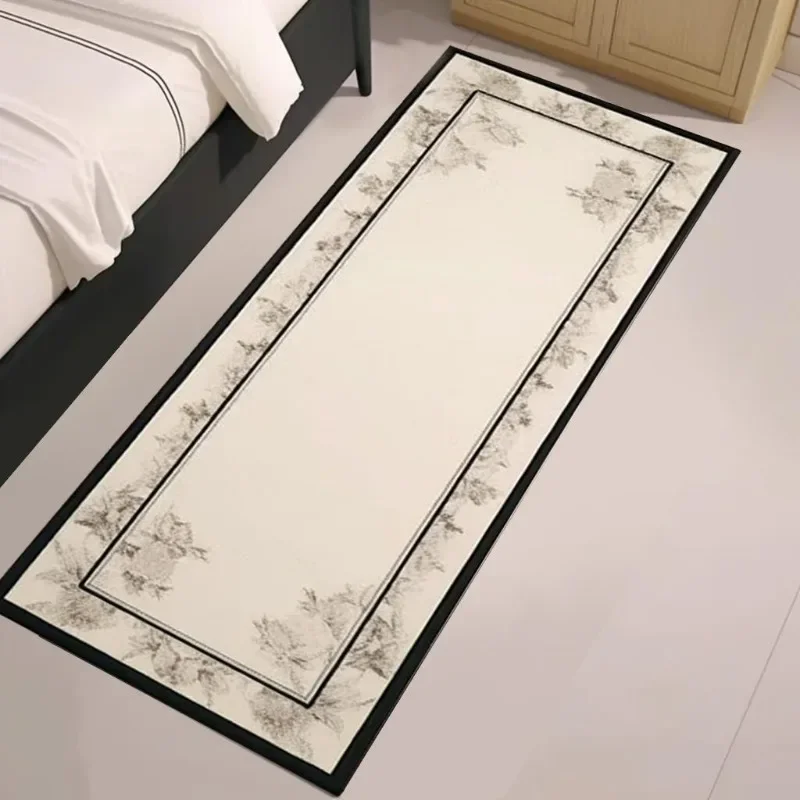 French Style Long Bed Edge Carpet Imitation Cashmere Bed Front Dirt Resistant Foot Mat Bed Edge Carpet Customization