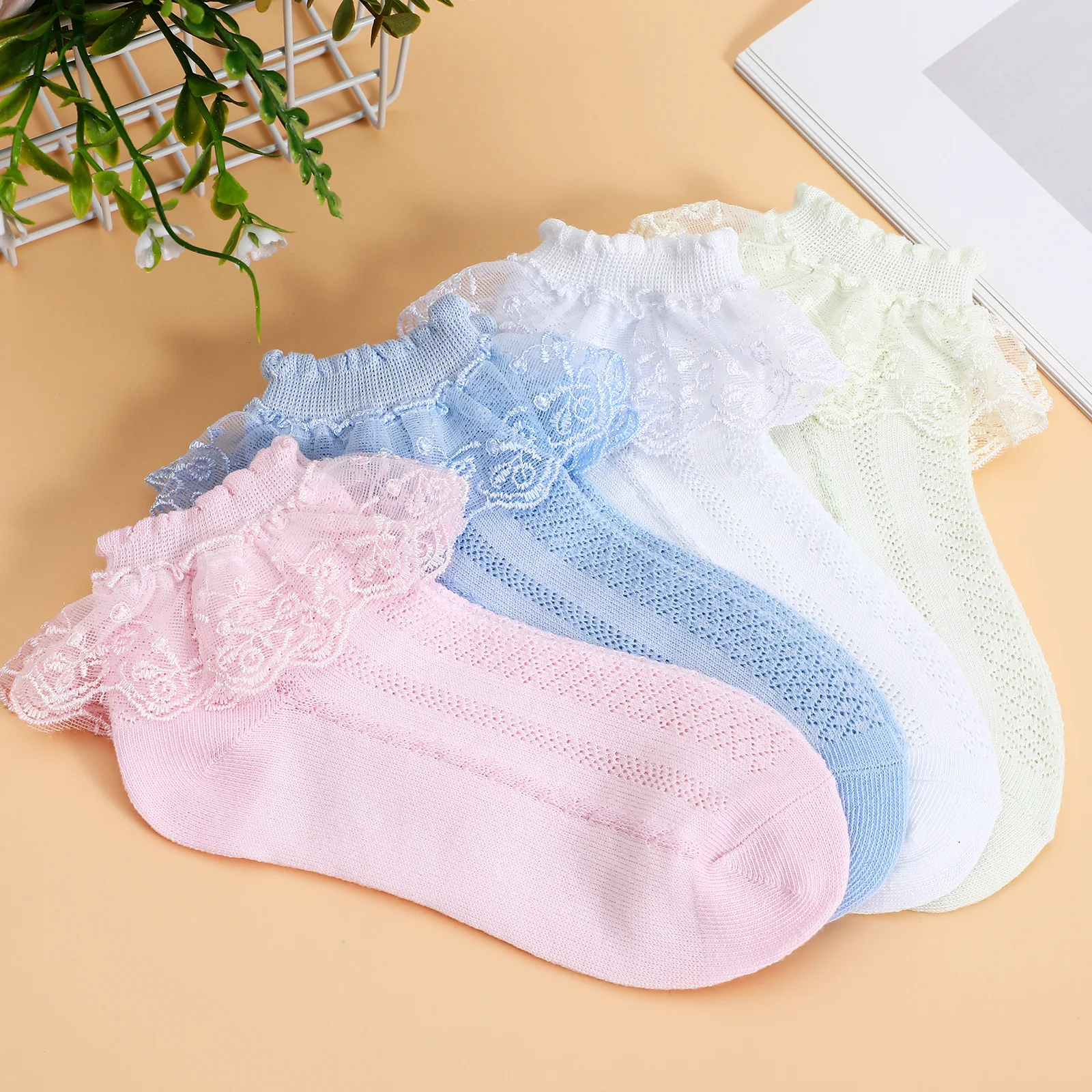 

Cotton Boot Girls Lace Trim Ankle For Kids Breathable Thin Boot Casual Wear Short Trouser Socks Girls Socks