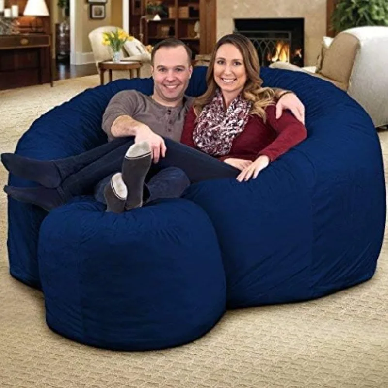 6ft Bean Bag Chair & Footstool, Oversize Bean Bag Chair for Adults, Comfy Chair Bean Bag Couch Lounge Sofa Loveseat Furniture