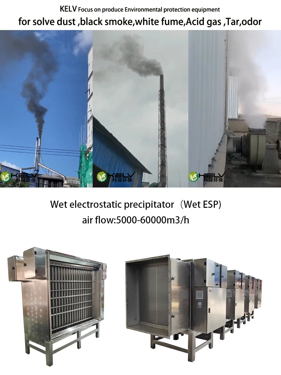 Precipitatore elettrostatico umido Rimozione della polvere di fumi di fumo dal forno di fusione dei metalli Purificatore di fumo resistente alle alte temperature