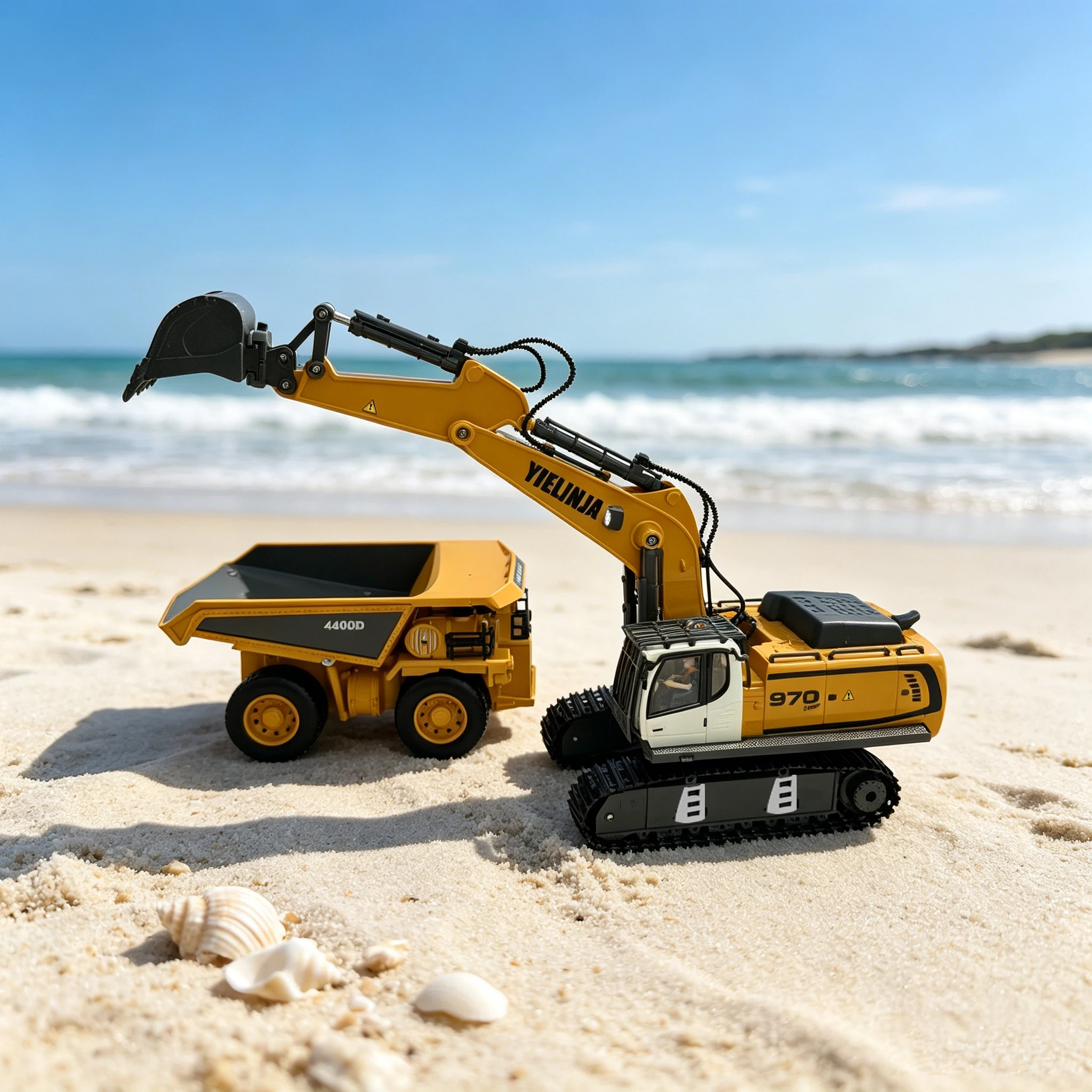 Remote control toy excavator dump truck, with LED lights and sound effects - 2.4GHz, USB rechargeable, suitable for outdoor play, birthday gift, Christmas, Halloween
