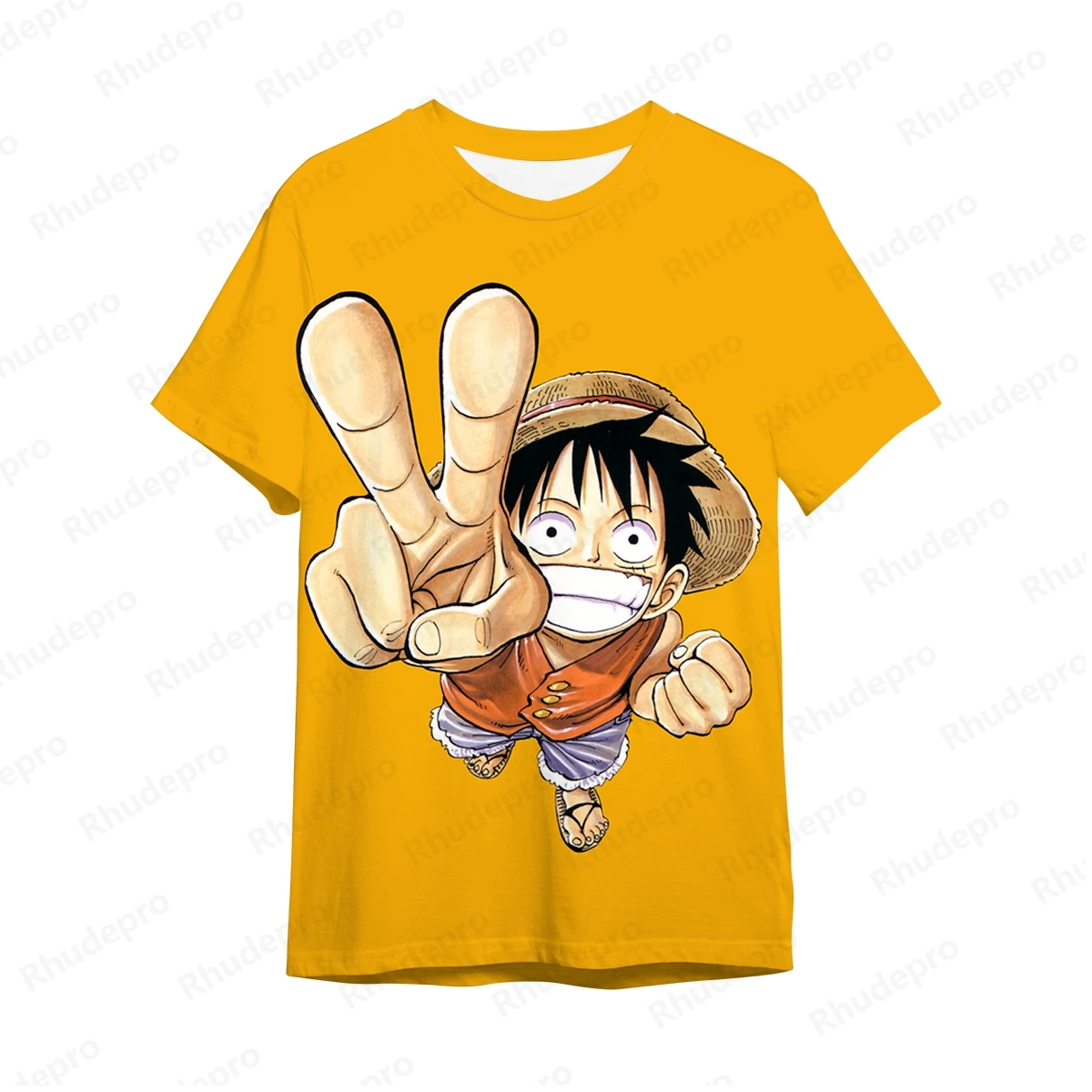 5XL Monkey D Luffy Printed T-Shirt Goku One Piece Men's Children's Y2k Streetwear Roronoa Zoro Anime Oversized Clothing New