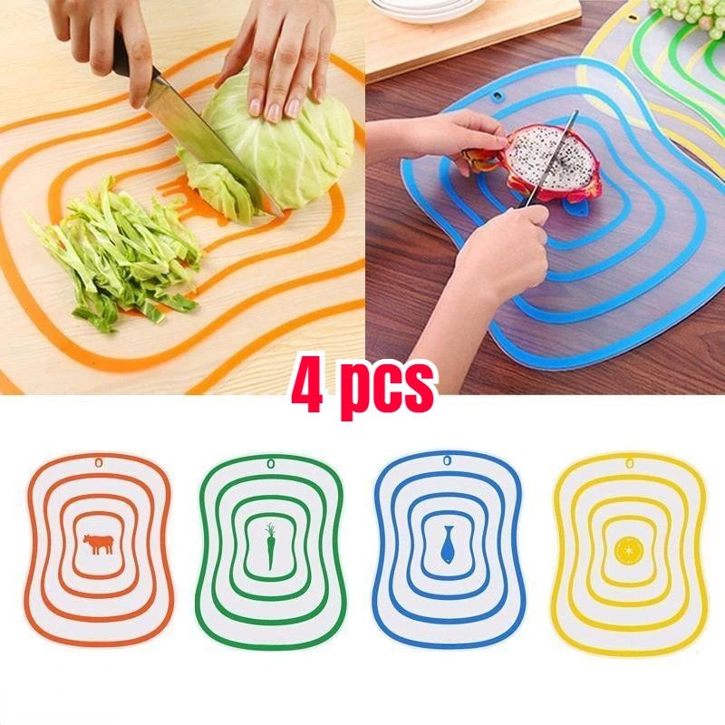 

4pcs Kitchen Non-slip Chopping Blocks Tool Flexible Transparent Cutting Board Cutting Boards Classification Chopping Board Pad