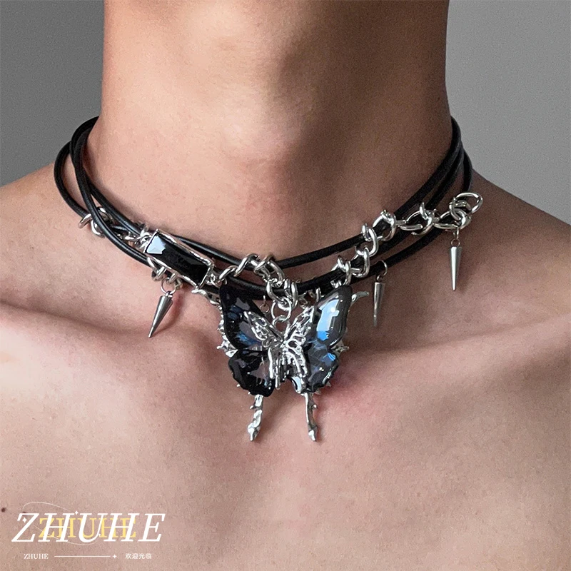 ZHUHE Schmetterling Zirkon Halskette Neue Gothic Stil Schmuck Zubehör Für Mädchen Und Jungen Party Geschenke