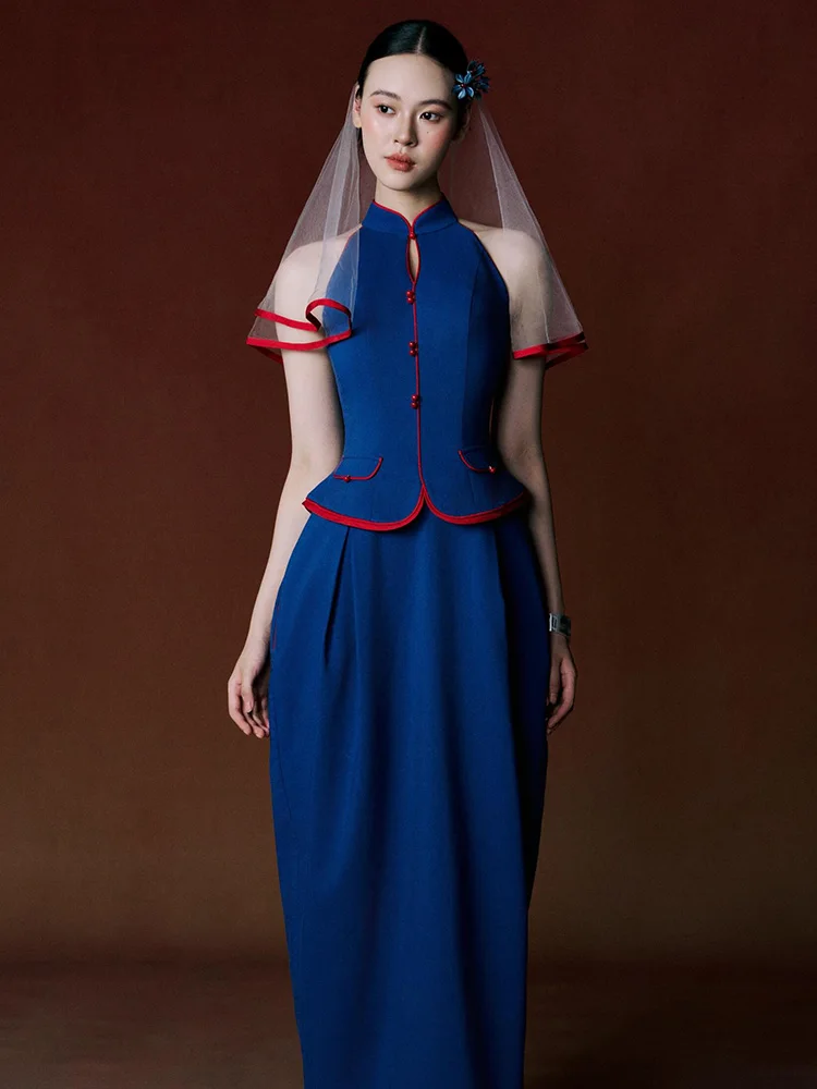 

Ele Chinese Sle Bridal Morning Robe Set Women's High-End Sensation Wedding Ceremony Drinking Ceremony Two-Piece Suit