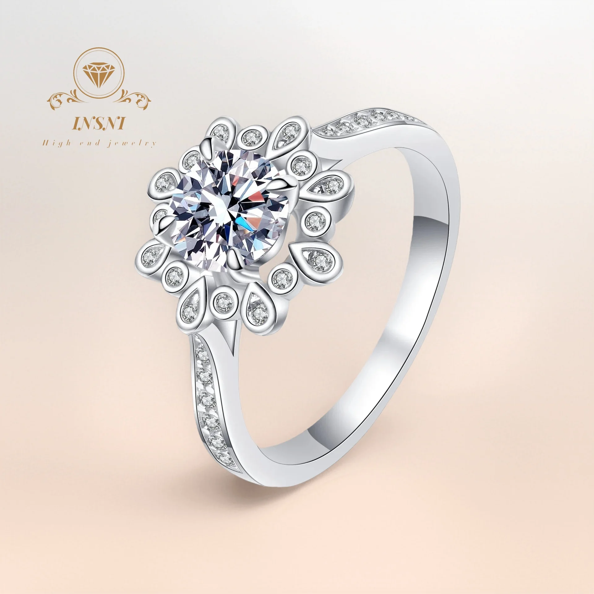 

1Ct 925 Silver D-Color Moissanite Inlaid Adjustable Ring Bohemian Vintage Style Certified Gift For Women Wedding Jewelry