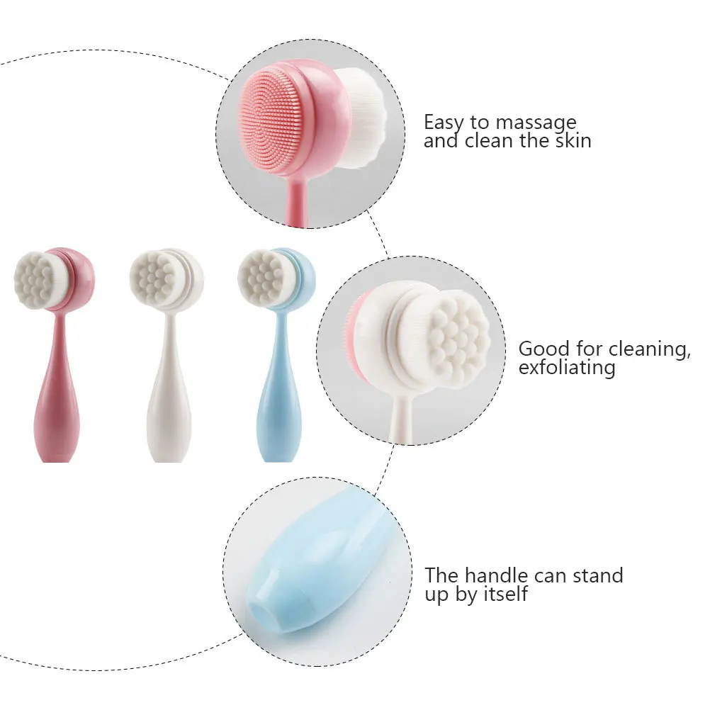 3 個のフェイスクレンジングブラシシリコーンスクラバーディープクリーン毛穴マッサージ角質除去肌フェイシャルクレンジングブラシ洗顔クリーナー