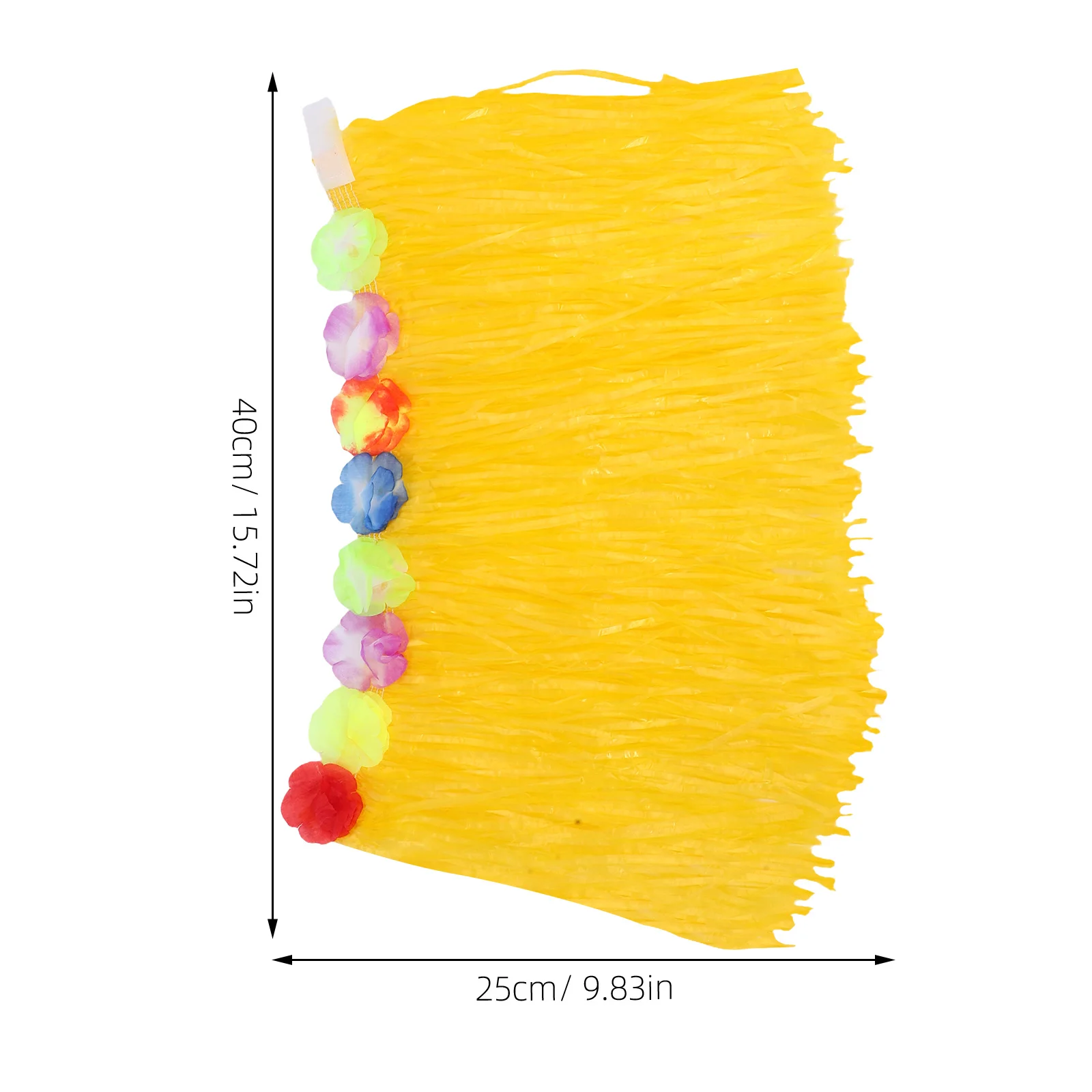 Hawaiian Kids Grass Skirt Set Hula Costume Accessories Bracelets Garland Head Hoop Party Beach Luau Tropical Outfit (Yellow)