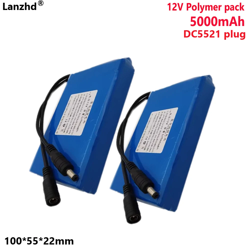 12V polymer battery pack 5000mAh For audio system LED light box 12V outdoor head miner's lamp monitoring batteries