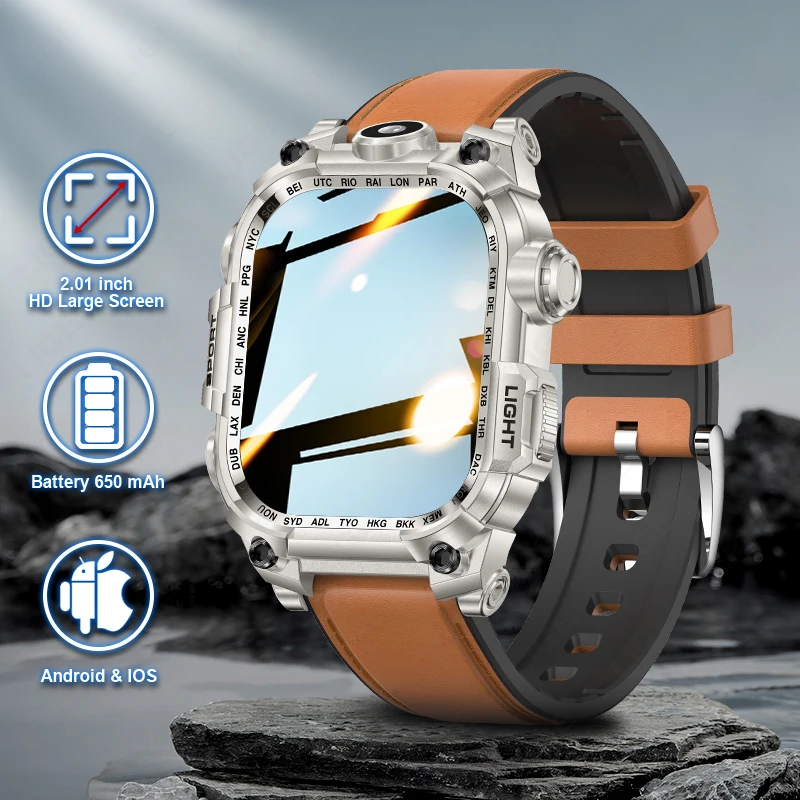 

LIGE Flashlight Smart Watch Men Outdoor Sport Blood Pressure Oxygen Fitness Watch 5ATM Waterproof Military SmartWatch Health