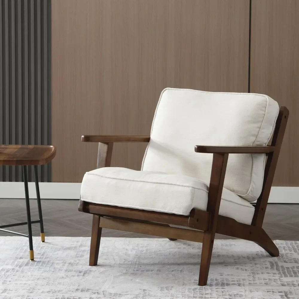 

Mid-Century Accent Chairs Modern Linen Upholstered Living Room Chairs Comfy Chairs for Bedroom Reading Room Lounge