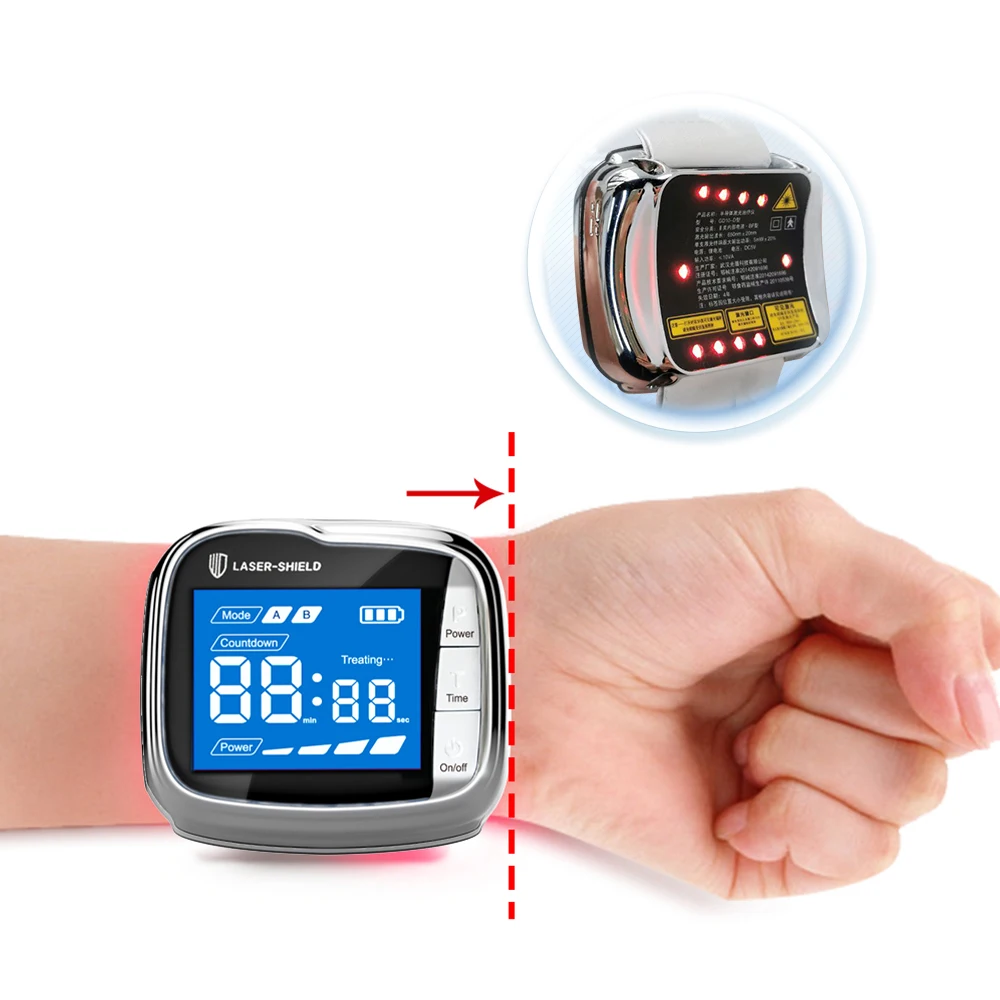 

Hot Selling OEM ODM Diabetes Products for Rhinitis Hypertension 11pcs 650nm Laser Physiotherapy Wrist Watch Diabetic Wrist Watch