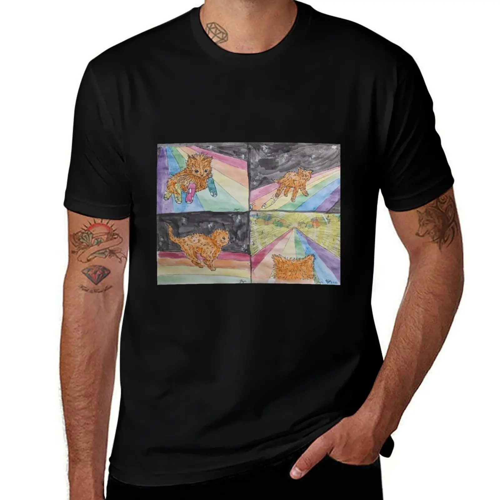 Tater Tot's Journey Over The Rainbow Bridge T-Shirt Work Basic Short Sleeve Top T-Shirt