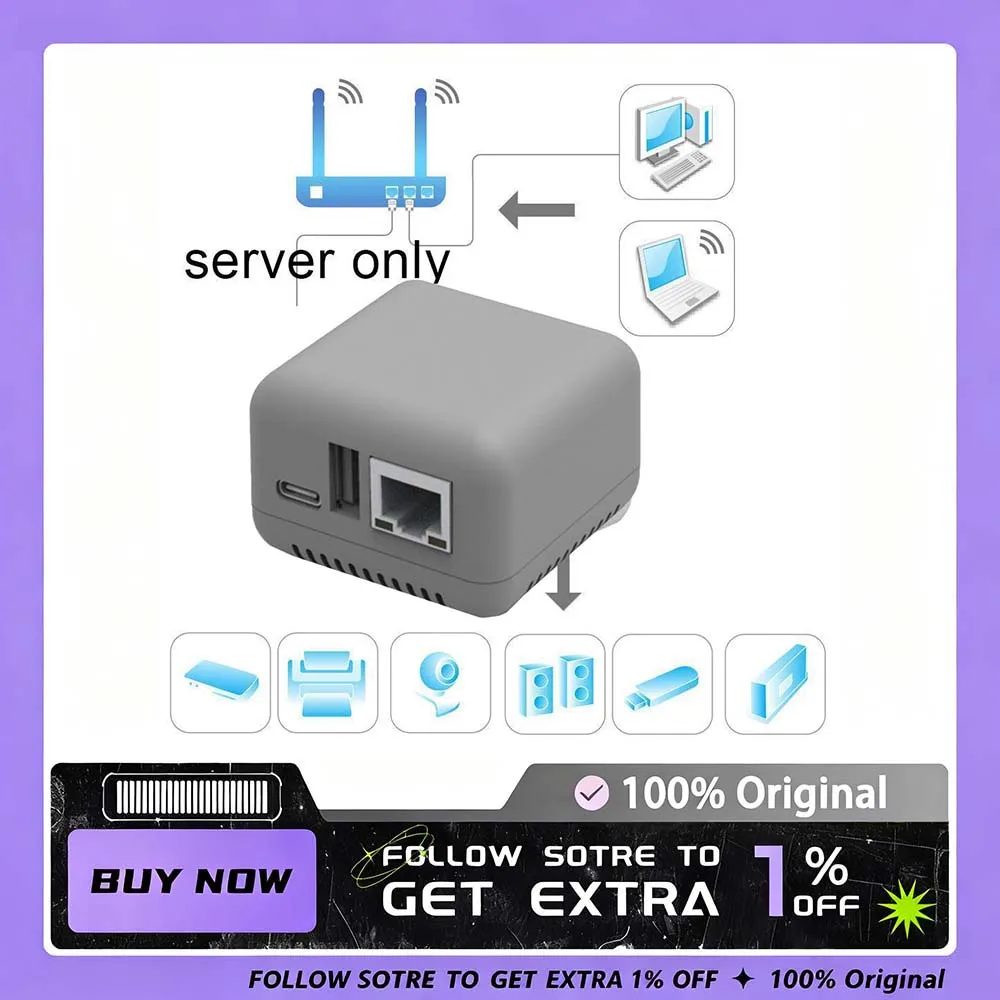 

Сетевой сервер печати Mini NP330 USB 2.0 (сетевая версия/WIFI/WIFI с облачной печатью) Аксессуары для печати Беспроводной сервер печати