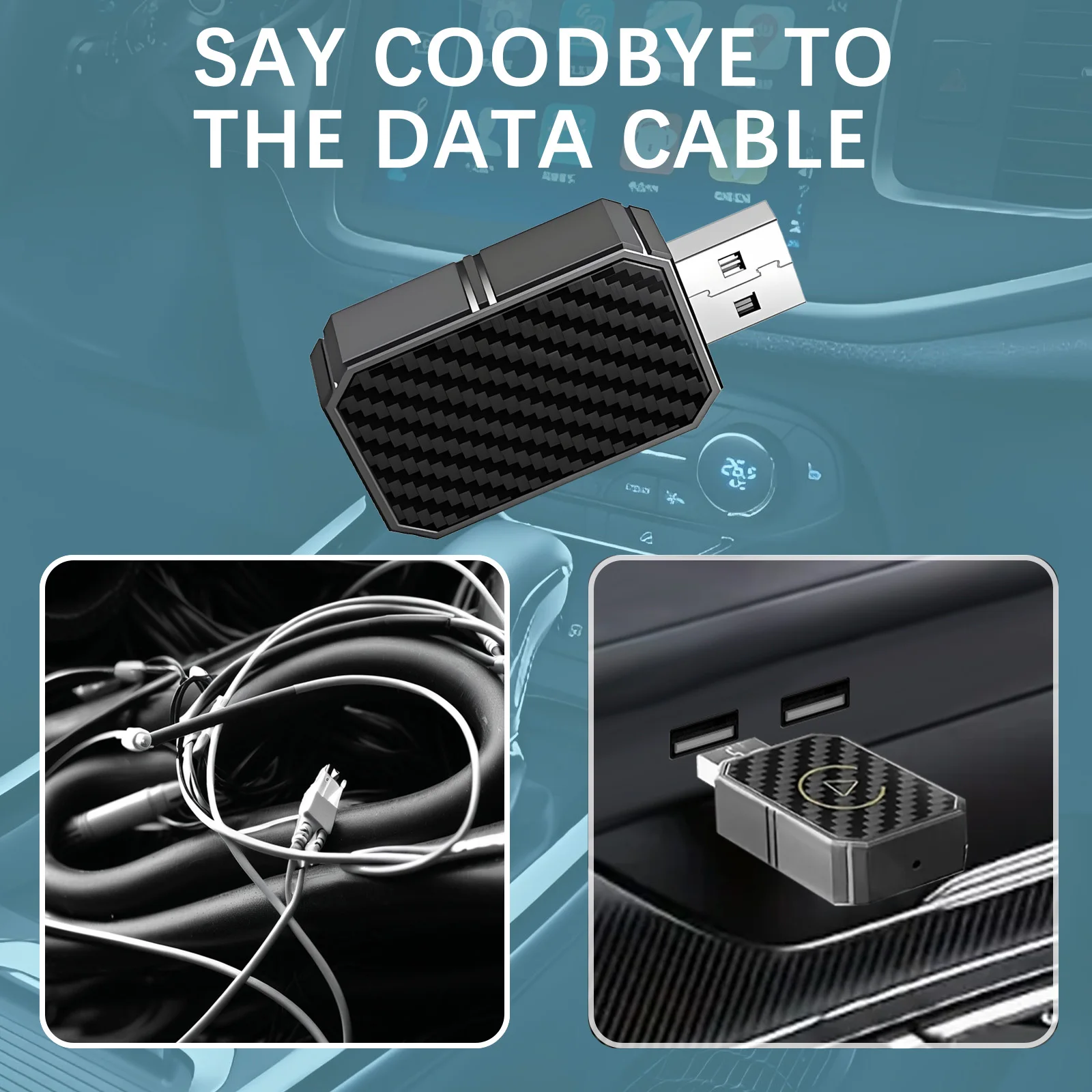 Мини-адаптер Wired to Wireless CarPlay, оснащен интерфейсом USB/Type-C, совместимым с автомобилями, поддержкой CarPlay