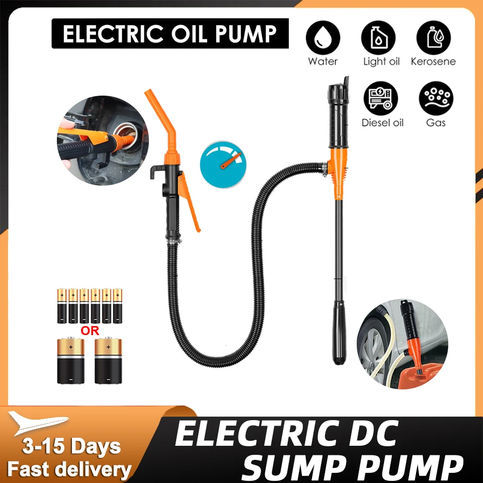 Fuel Pump Portable 12V Electric Oil/Fuel Transfer Pump Battery-Powered Liquid Siphon Pump for Cars Trucks Gas Water with Hose