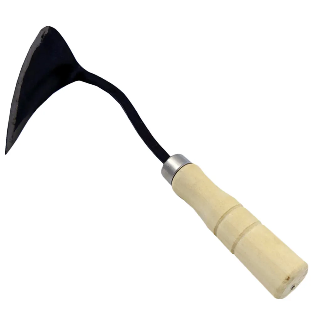 

Triangle Hoe Wood Handle Triangle Pointed Bending Iron Garden Landscaping Farming Weeding Digging Cultivating Tool