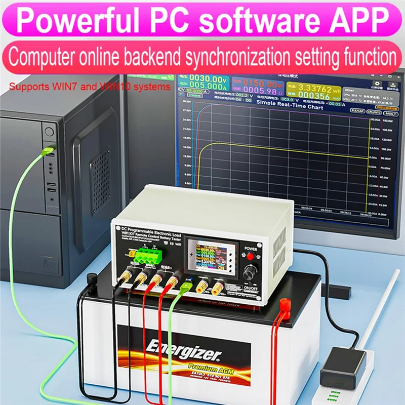 โหลดอิเล็กทรอนิกส์ DC Wifi Tuya 200V 50A เครื่องทดสอบ USB ความละเอียดสูง ตรวจสอบความจุแบตเตอรี่ ชาร์จและดิสชาร์จ 150W