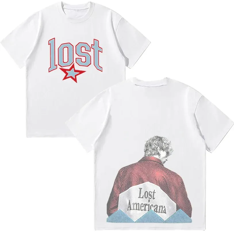 Mgk Lost Americana Photo Tee Gothic Streetwear Graphic Printing Cotton Casual Tops Women Men Hip Hop T Shirts Punk Mgk T-shirts