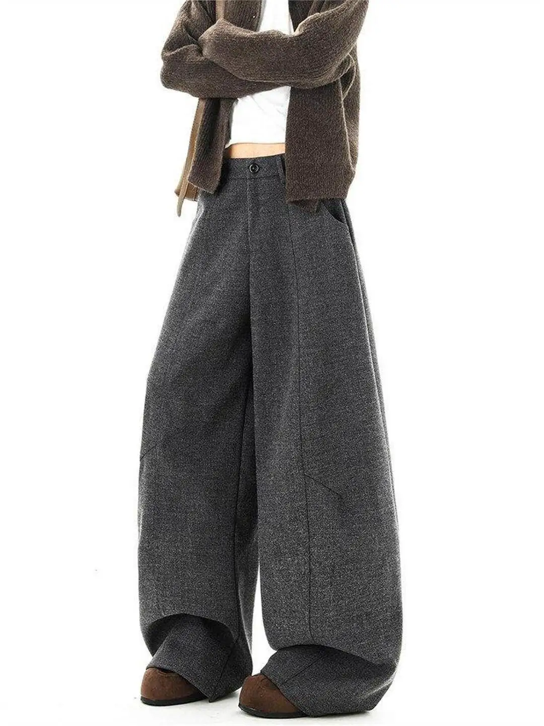 

Утепленные шерстяные брюки Knife West для мужчин и женщин, осенне-зимние, повседневные, широкие, с эффектом высокого качества, в стиле кэжуал