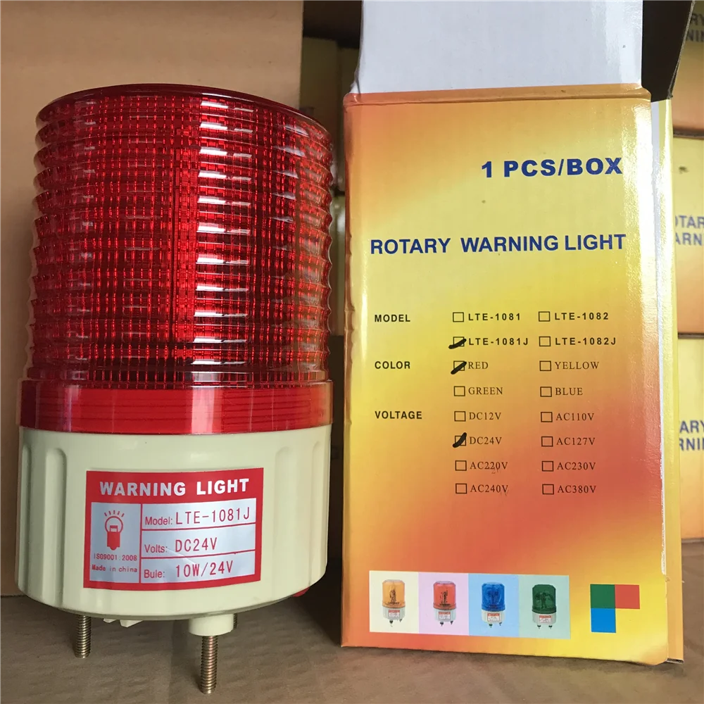 

LTE-1081J DC 24V Звук зуммера Красный вращающийся промышленный сигнальный светильник башни